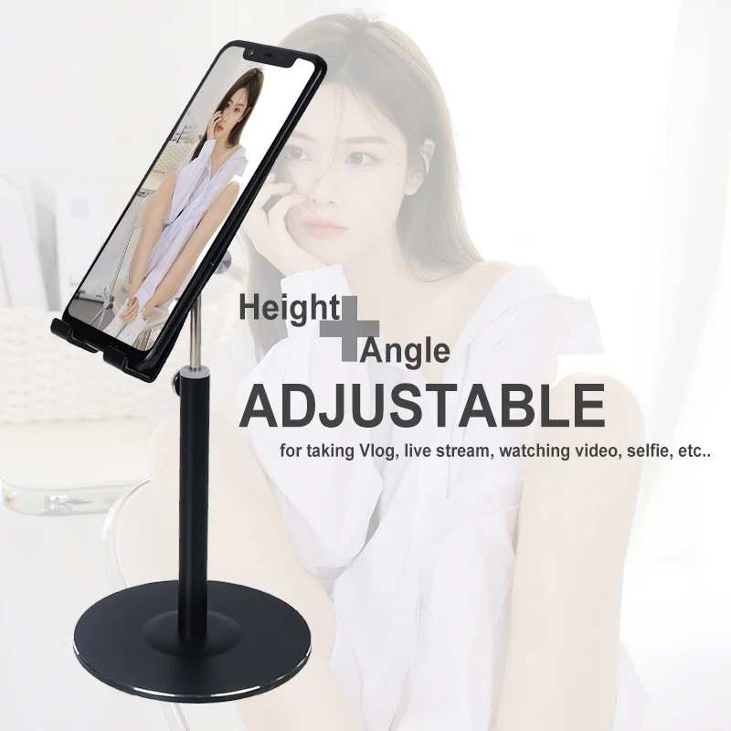 Aluminum Alloy Phone Stand for Desktop, Phone/Tablet Universal, Height and Angle Adjustable