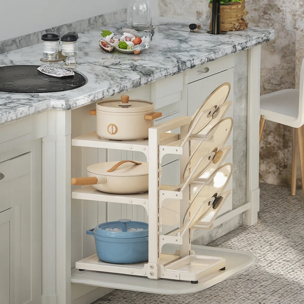 Multi-Layer Kitchen Storage Rack Countertop Dish Cover and Sink Cabinet Rack Preparing Space for Pot Storage