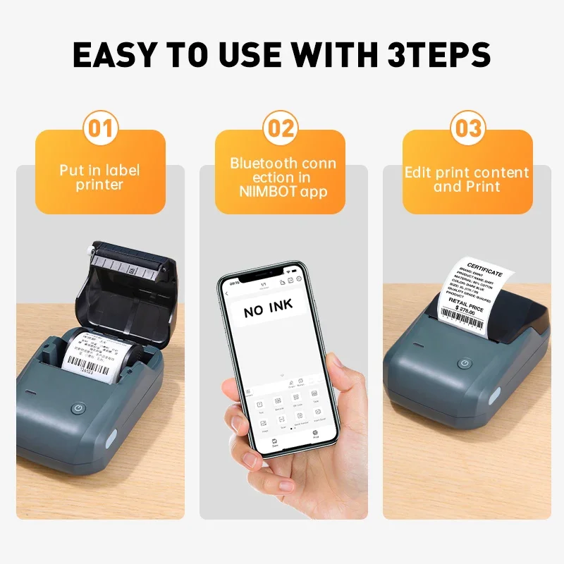 Portable Mini Photo Printer B1 20-50mm Pocket Mobile Label Maker Wireless Bluetooth Thermal Printer Multi-templates Color Style