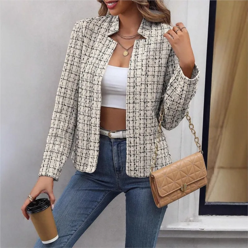 

Autumn Winter New Women's Cardigans With Slim Fit Small Fragrance Style Office Suits Casual Long Sleeved Jackets Blazer Mujer