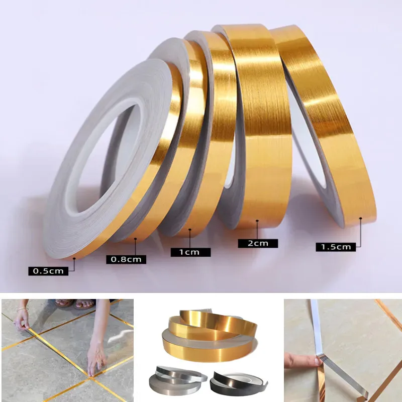 Ceramic Tile Beauty Seam Sticker Self-Adhesive Floor Waterproof Sealing Strip Gold Silver Ceramic Tile Tape Home Decoration