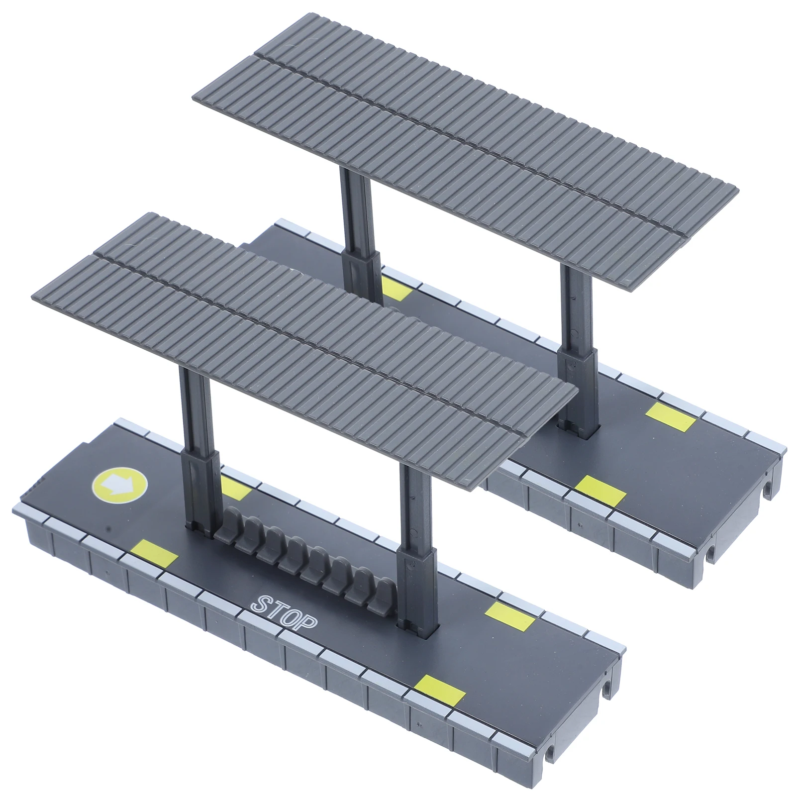 

2pcs Railway Station Platform Model Toy Kids Decorative Scenery Simulation Game Pretend Train Playing Set Plastic