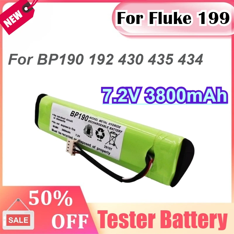 

New for Fluke 199 Oscilloscope 7.2V 3800mAh for BP190 192 430 435 434 High Capacity Ni MH Rechargeable Battery