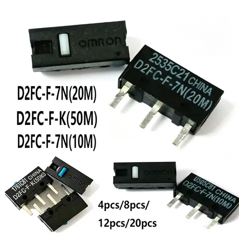 4PCS 8PCS 12PCS 20PCS Original Stroke Microswitch D2FC-F-7N(20M) D2FC-F-K(50M) D2FC-F-7N(10M) Omron Micro Limit Switch for Mouse