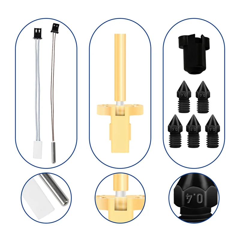 

Хорошо изготовленный комплект Hotend Forir3 V2, сопла из закаленной стали Ntc100k, термистор, нагревательная трубка, блок нагревателя горла, детали 3D-принтера 0,4 мм