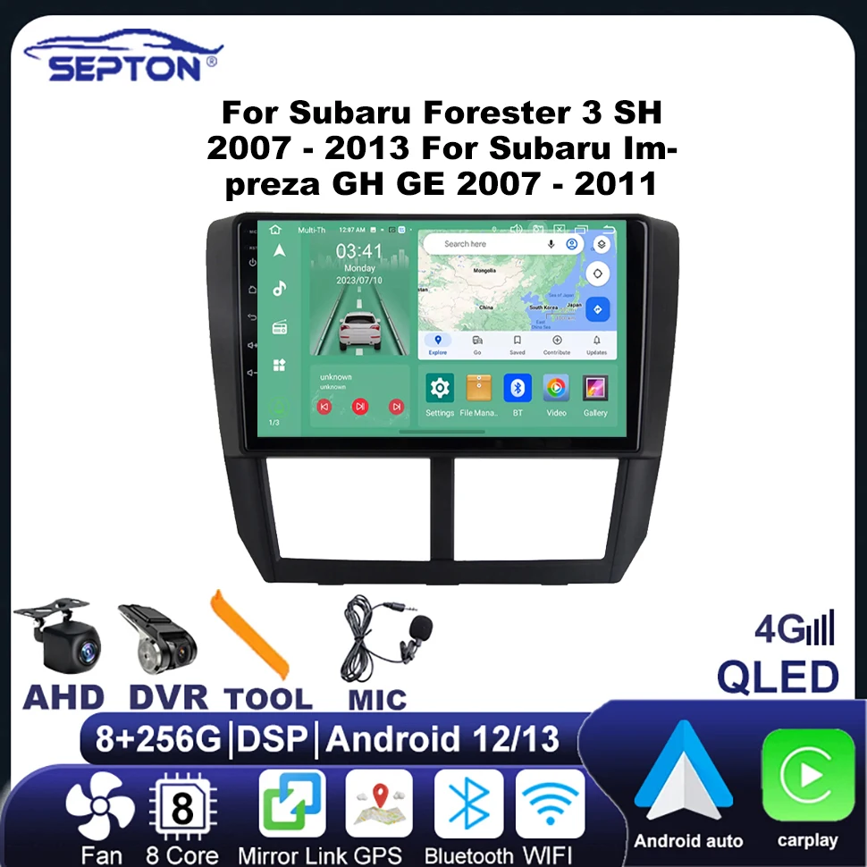 

Car Radio for Subaru Forester 3 SH 2007 - 2013 for Subaru Impreza GH GE 2007 - 2011 GPS Multimedia 2 Din Carplay Android Auto 4G