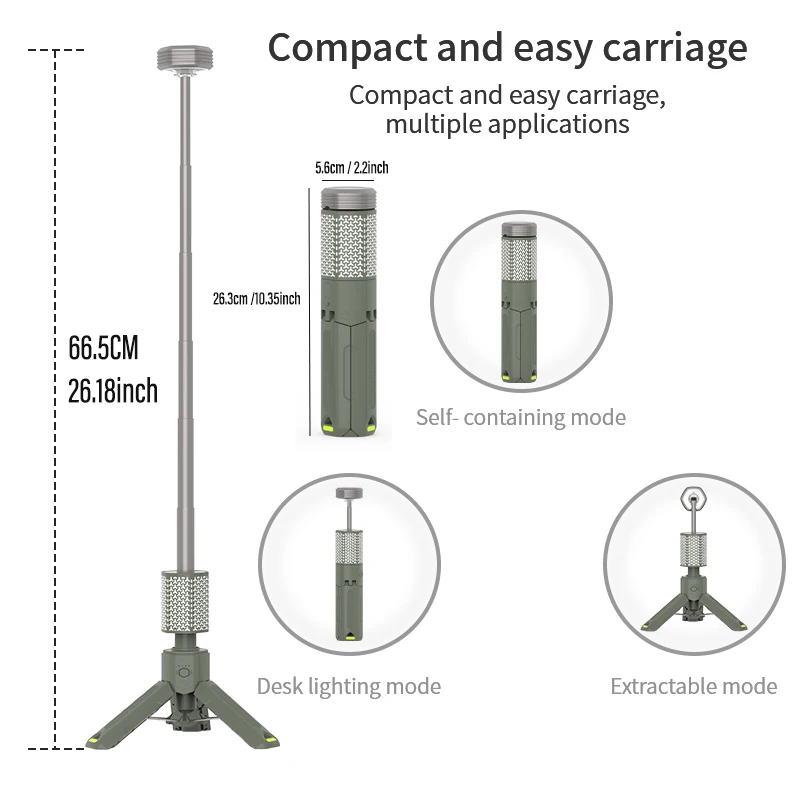 High-power LED portable light Outdoor searchlight Multifunctional camping light The head can be retractable