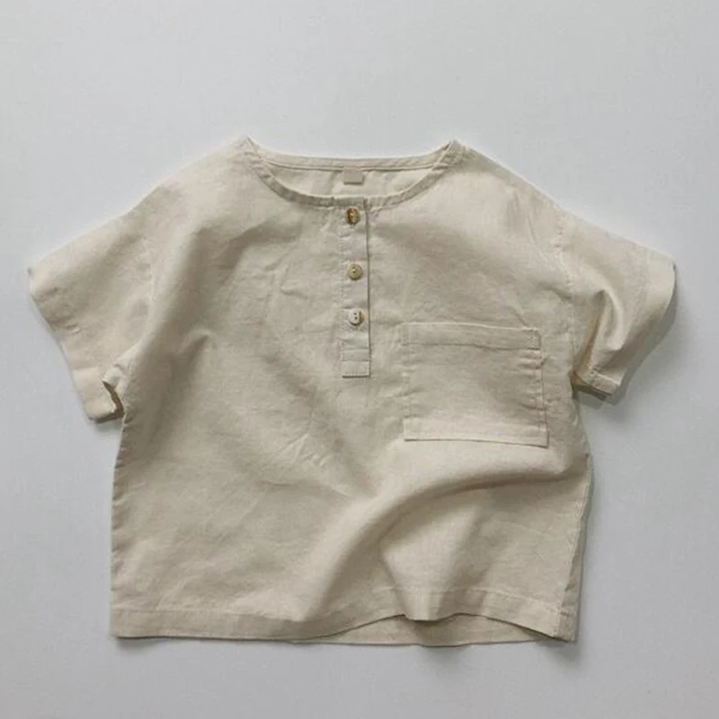 Baby Boys Girls Clothes Cotton Short Sleeve Solid Color Loose T-shirt Korean Style 1-6 Yrs Baby Boys Girls T-shirt For Summer image 6