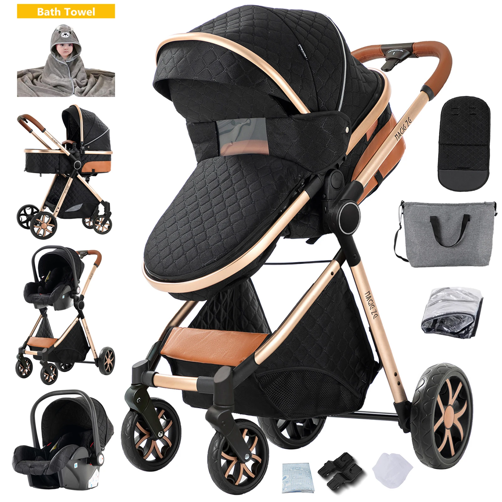 Leichtgewichtiger Vierrad-Kinderwagen Babyprodukte Kinderwagen Leichtgewicht 3-in-1-Kinderwagen Neugeborenen-Kinderwagen