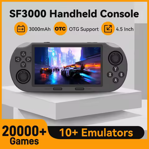 SF3000 Portable Handheld Game Console 4.5 inch IPS Screen Retro Video Game Player with 20000+ Games for PS1/GBA/SFC/MAME 3000mAh