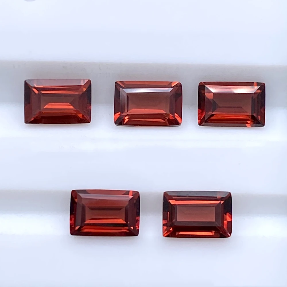 

30pcs Natural Stone Red Garnet Mozambique Rectangle Step cut 4x8mm-5x10mm Facet Eye Clean Semi-precious Loose Gemstone For Jewel