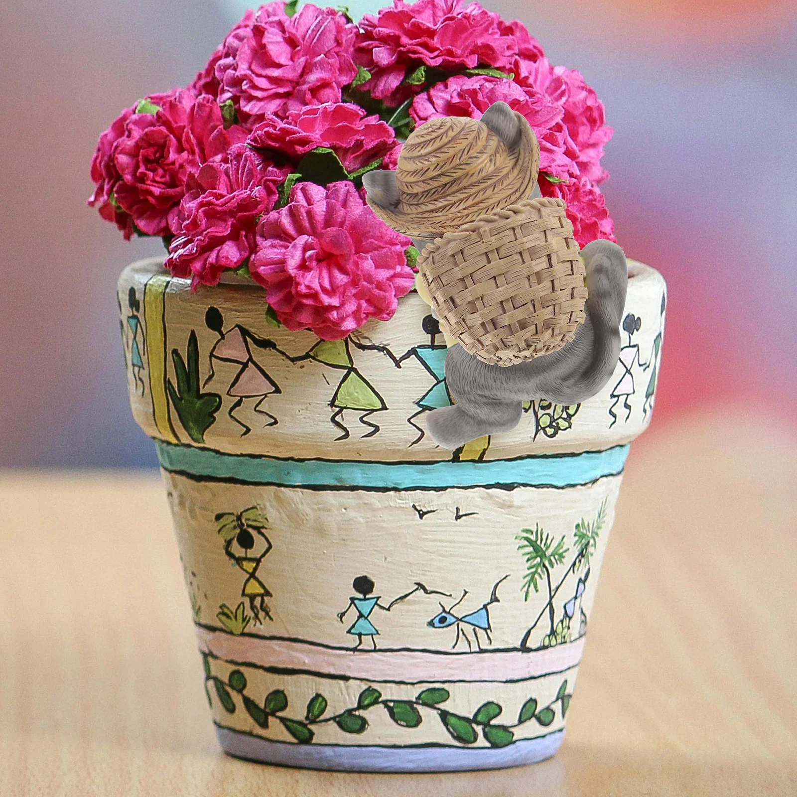 

Lifelike Resin Cat Statue Creative Flowerpot Hanger for Bonsai Pot Indoor Outdoor Lawn Garden Decor Flower Pot Hanger