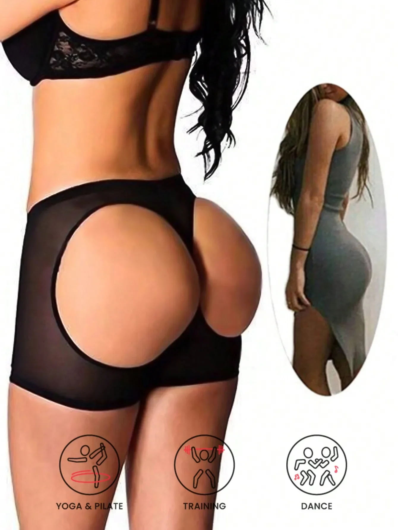 

1pc Sexy Sheer Butt Lifting Shorts [Small Size, Tight Fit. If You Want A Looser Fit, Please Purchase 1-2 Sizes Up], Breathable