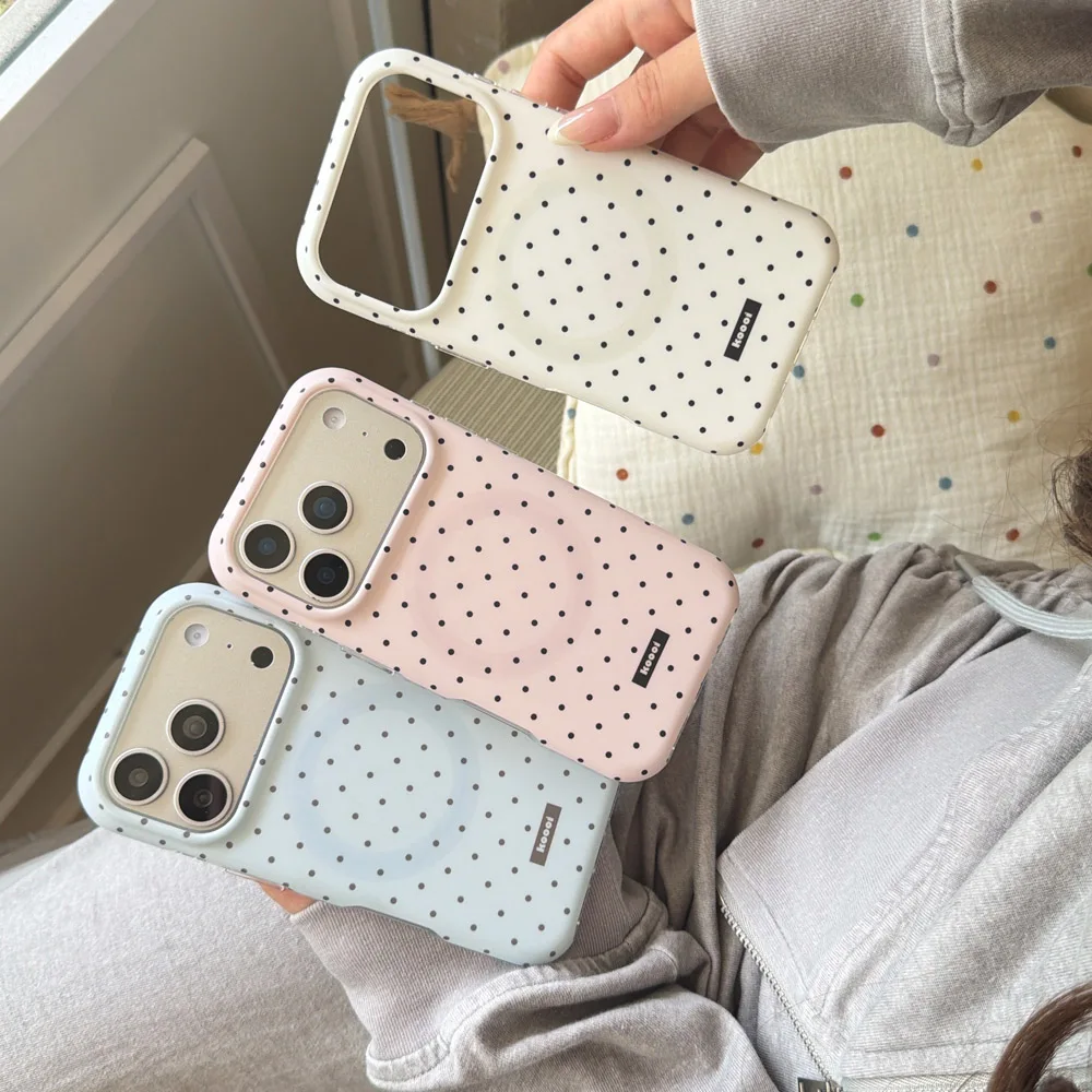 Wellenpunkt Feine Polka Dots für MagSafe Magnetische Kabellose Lade-Handyhülle für iPhone 17 16 15 14 Pro Max 13 Cover Funda