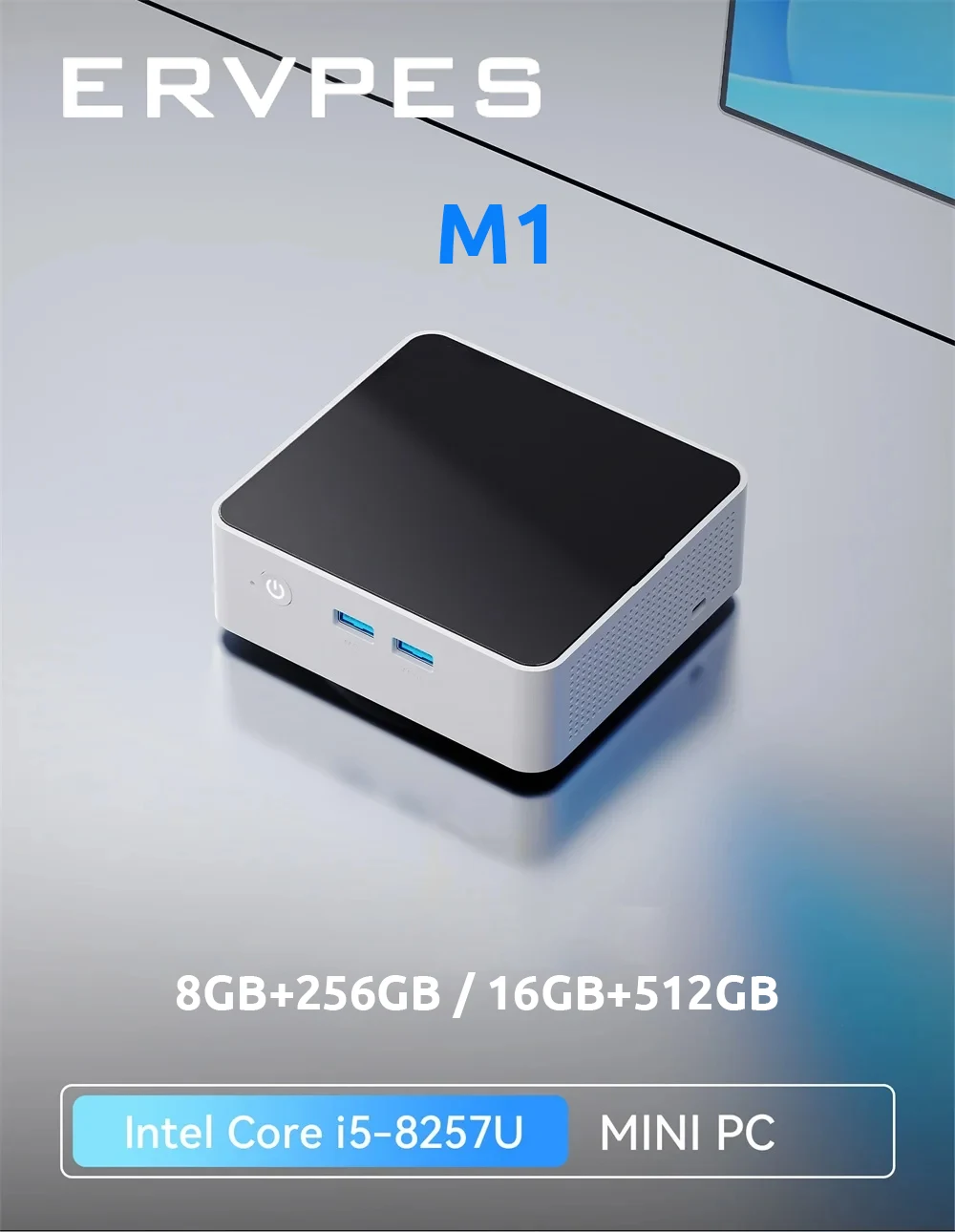 ERVPES M1 NEW Mini PC Intel I5-8257U Windows 11 Pro 4-Core 8-thread 8GB + 256GB / 16GB + 512GB WiFi 6 Mini Computer PC