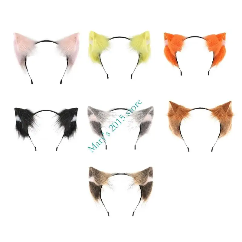 

E15F Wolf Ears Уши для повязки на Хэллоуин косплей аниме -конвенции Комфортный парик