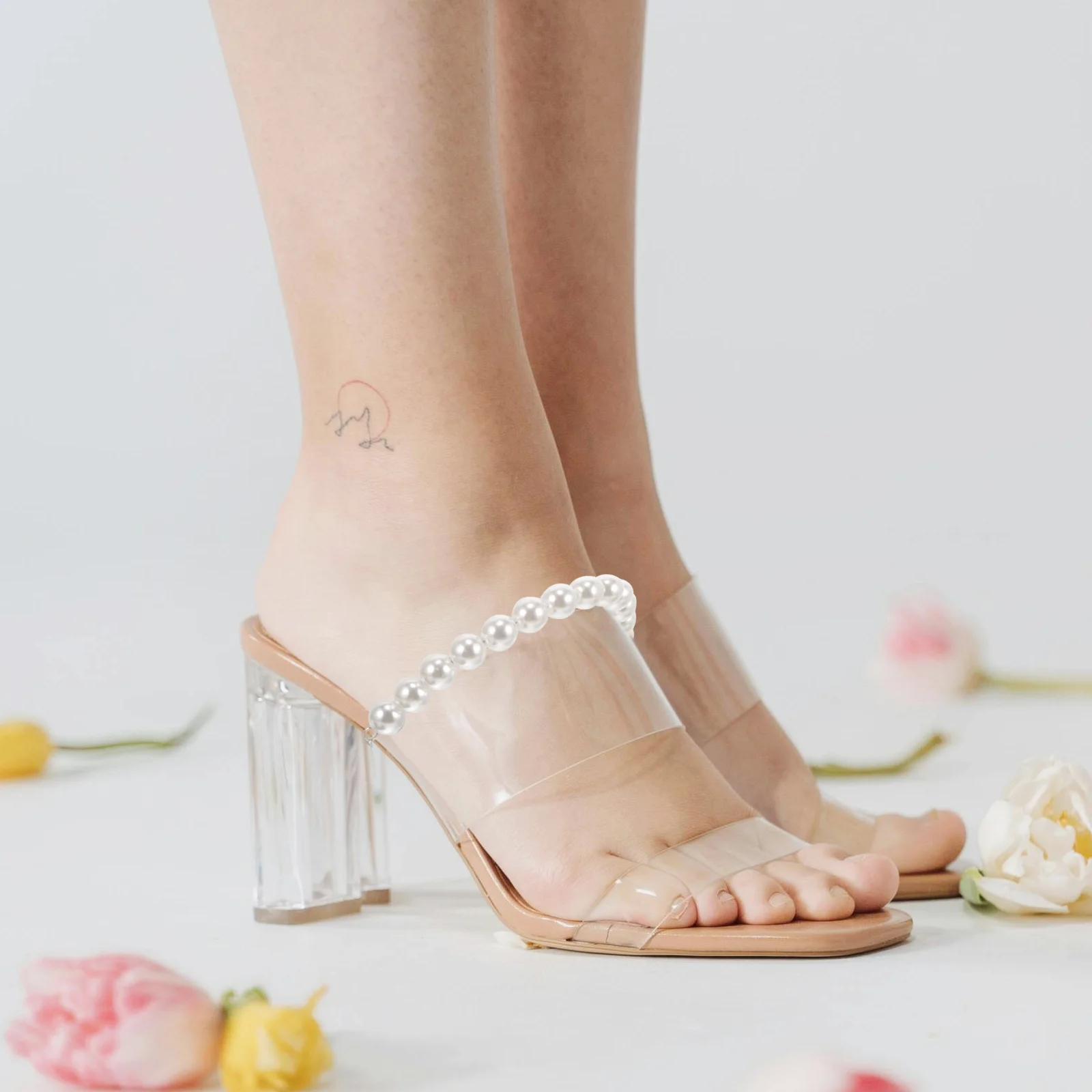 

2Pcs Heel Shoe Straps Pearl Ankle Straps for Women High Heels Comfortable Secure Decorative Shoe Strap for Women