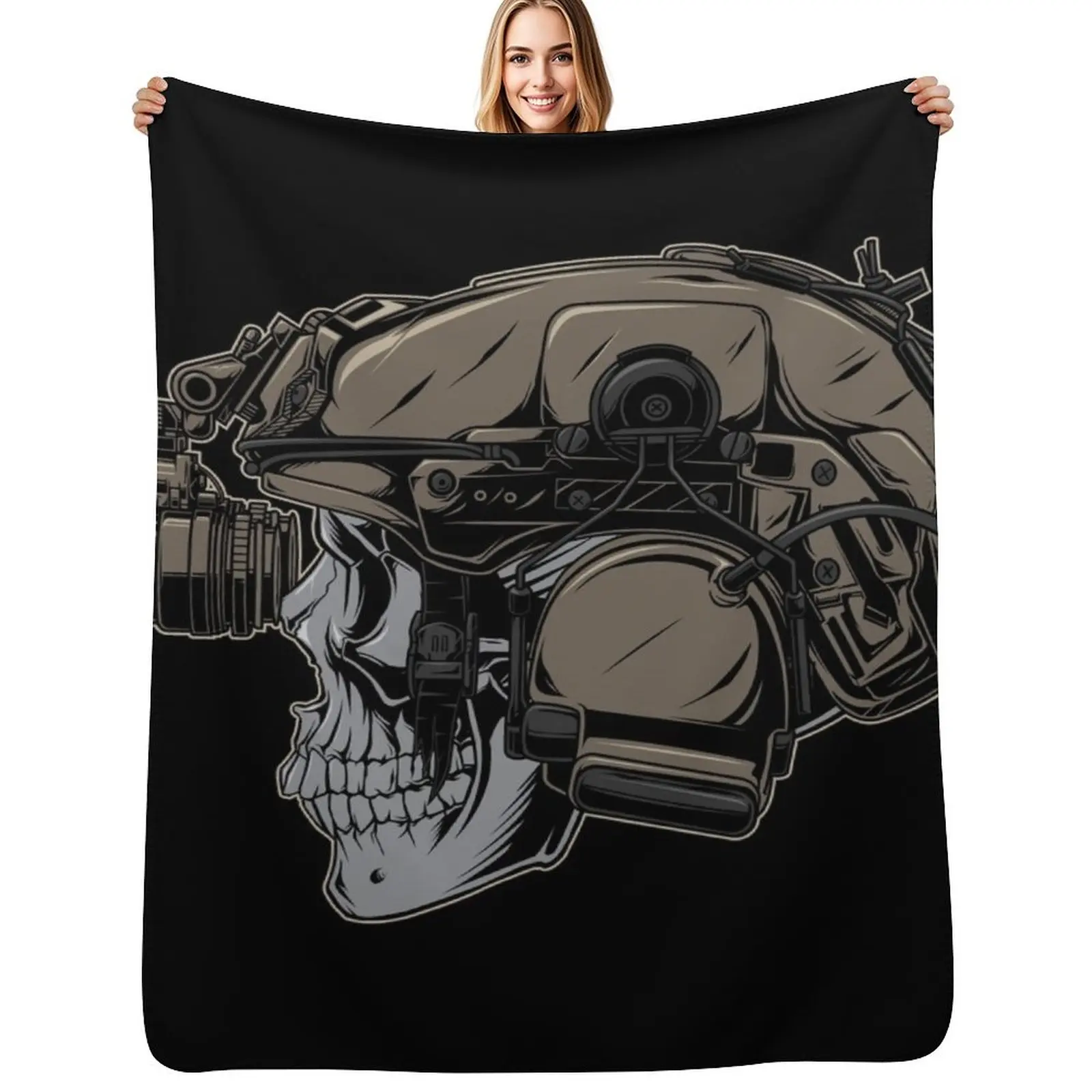 soldier skull Throw Blanket Soft Plaid Cute Plaid Giant Sofa Soft Plush Plaid Loose Blankets For Bed Blankets
