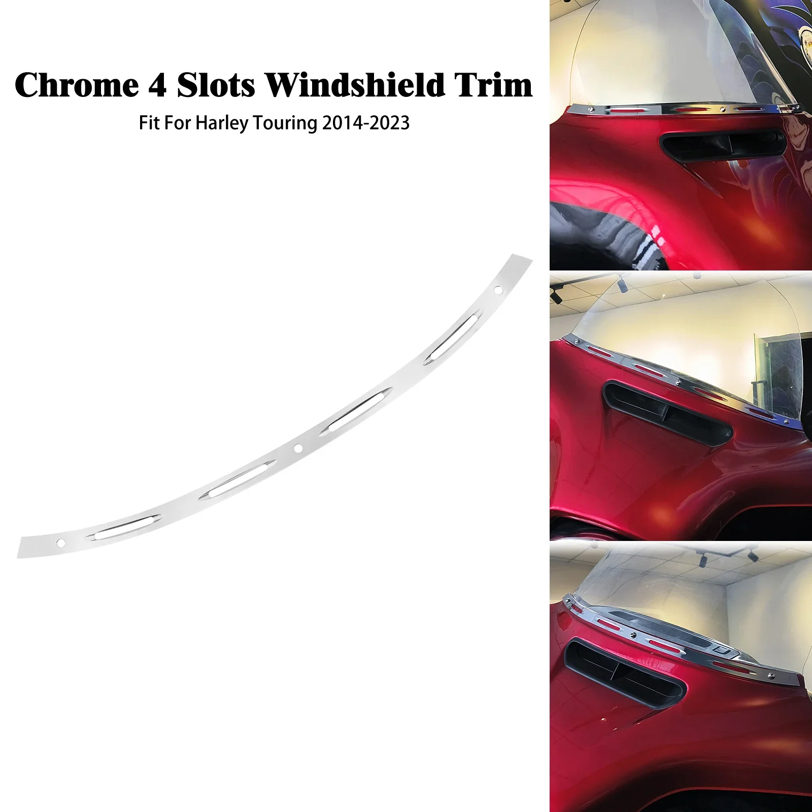 Motorcycle Windscreen Windshield Trim Aluminum For Harley Touring Ultra Limited Electra Glide Street Tri Glide FLHX 2014-2023 22