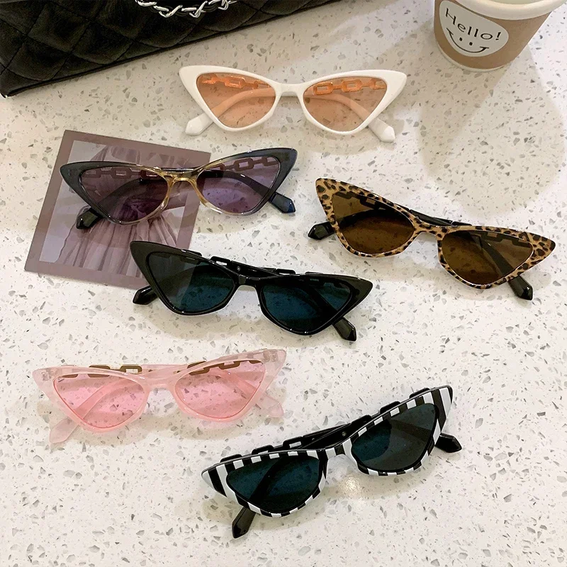 

New Multicolor Small Cat Eye Sunglasses Trendy Fashionable Popular Female Eyewear Luxury Brand Designer UV400 Shades for Women