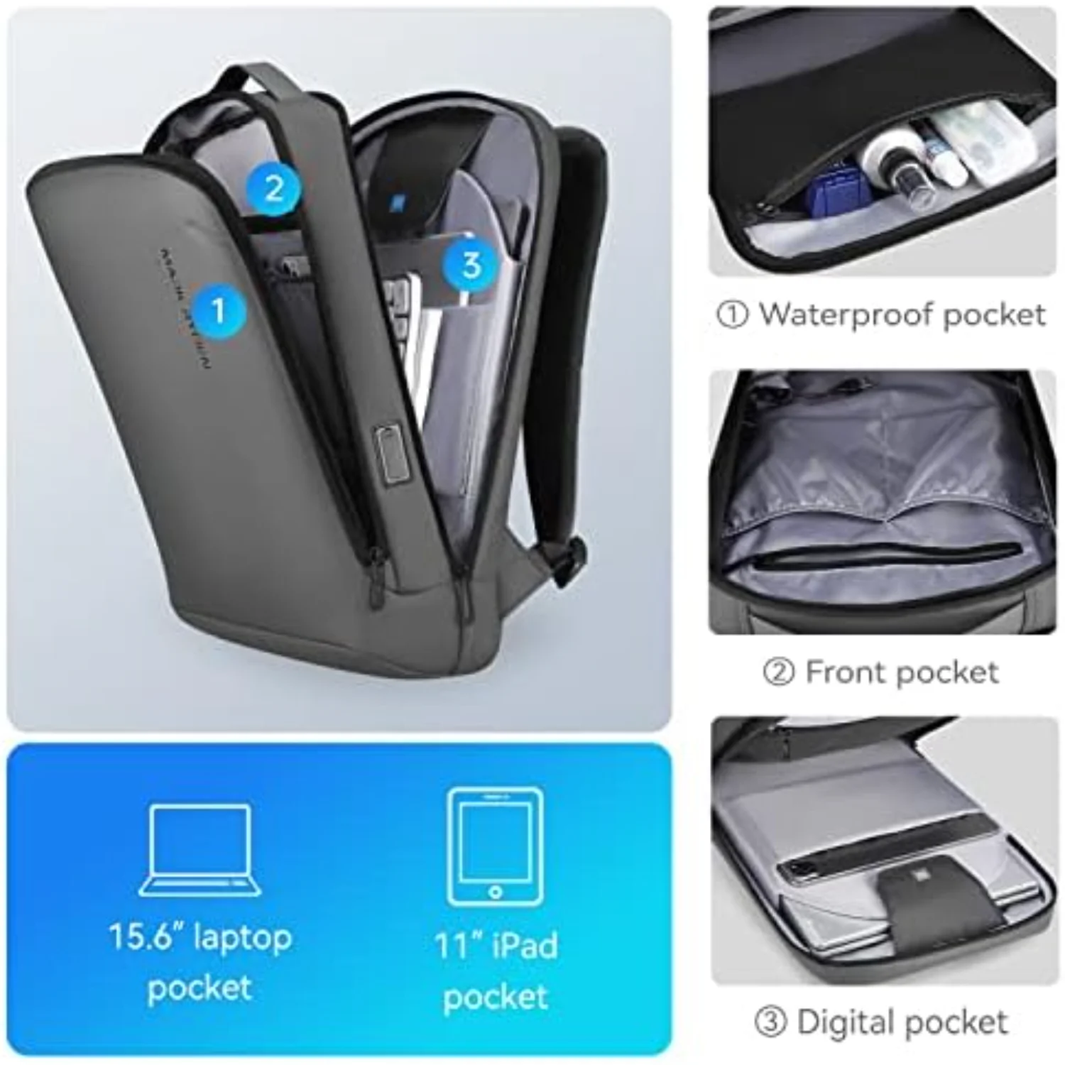 

MARK RYDEN Slim Laptop Backpack for Men, High Tech with Scratch Resistant Shell