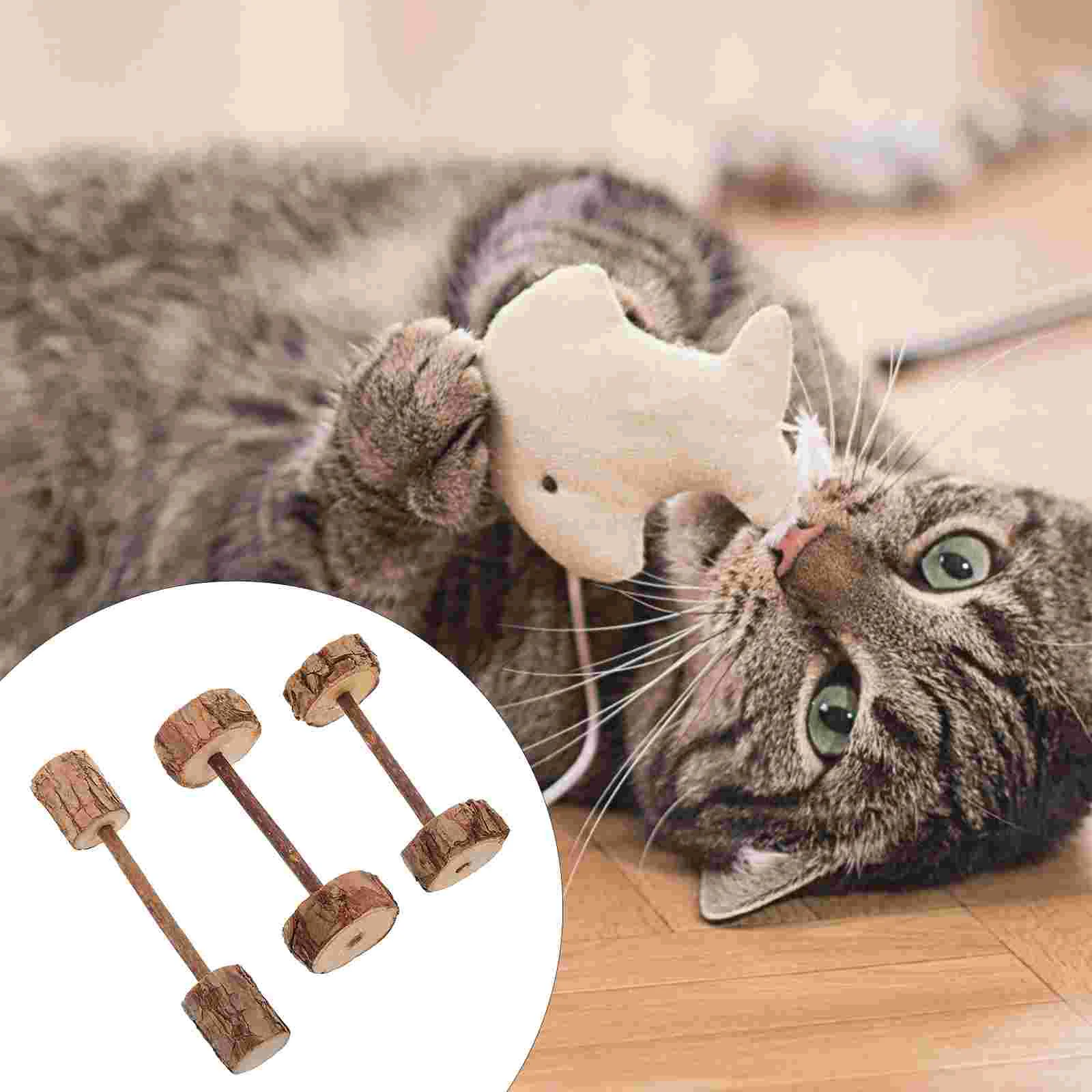 Cat Silvervine Sticks Dumbbell Toy Dumbells Playing Rabbit Kitten Interactive Pets Accessories Toys