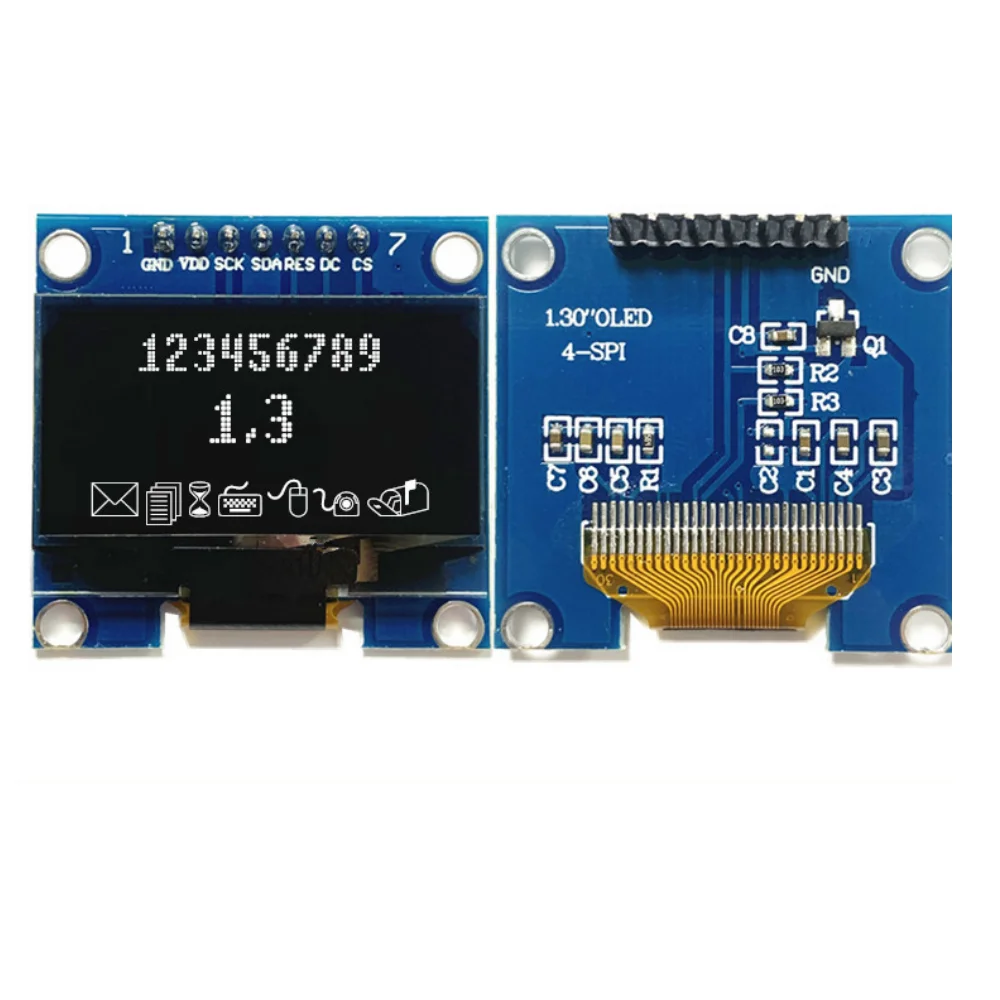 

1.3 Inch OLED Display Module 12864 LCD Screen OLED Display Module 7 Needle CH1116 SPI Interface 1.3 Inch OLED LCD Module