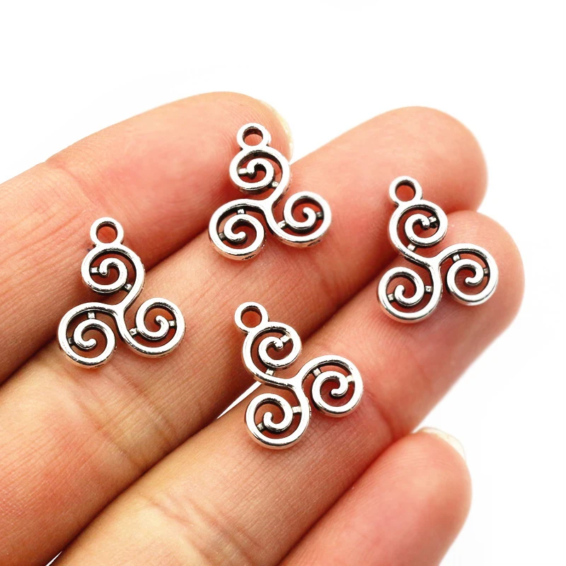 40 Stück 16x13mm antike versilberte Legierung Wirbel Anhänger DIY Schmuck Herstellung Zubehör Erkenntnisse für Halskette Armband