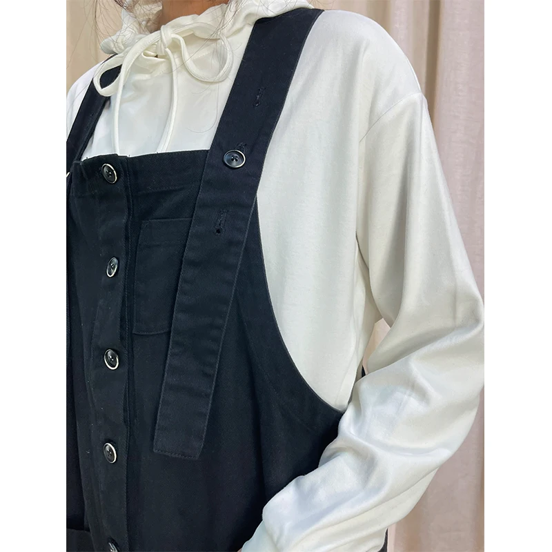 Nowe jesienne dżinsowe ogrodniczki damskie, modne, uniwersalne C3W04Z6630, długie spodnie, zapięcie na guziki, 96% bawełna, głęboki kolor.