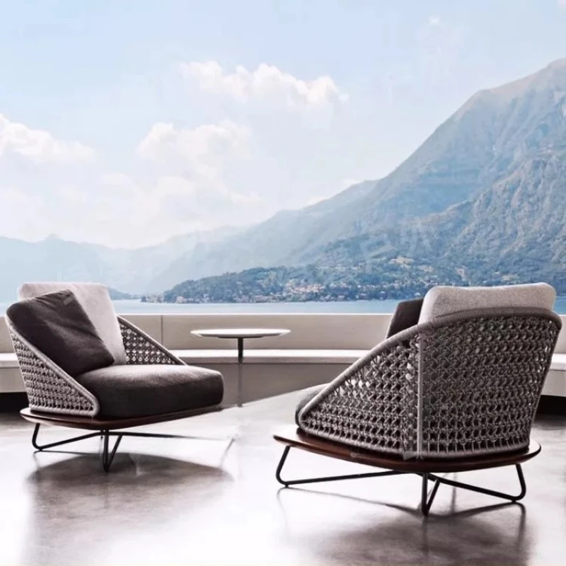 Outdoor rattan sofa casual solid wood rattan chair three-piece furniture
