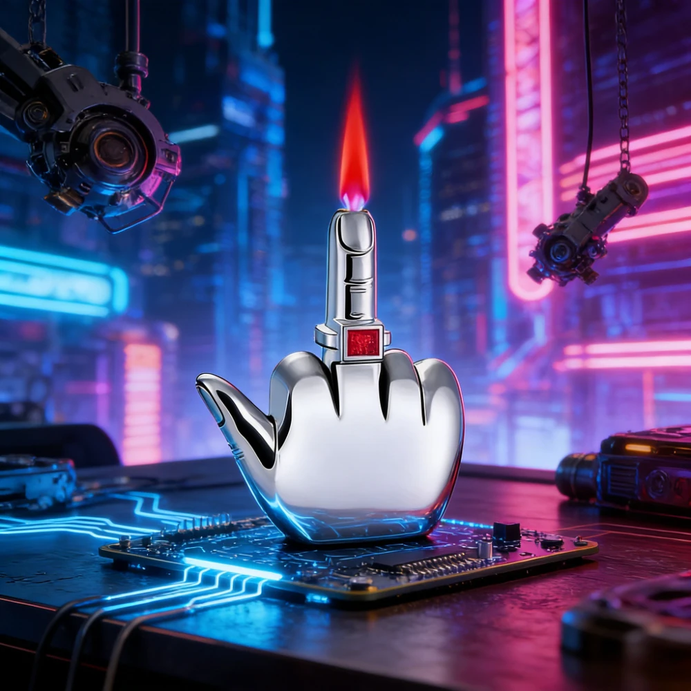 

Windproof Jet Flame Lighter with Fuk You Voice Funny Middle Finger Smoking Accessories Refillable Butane Gas Lighters