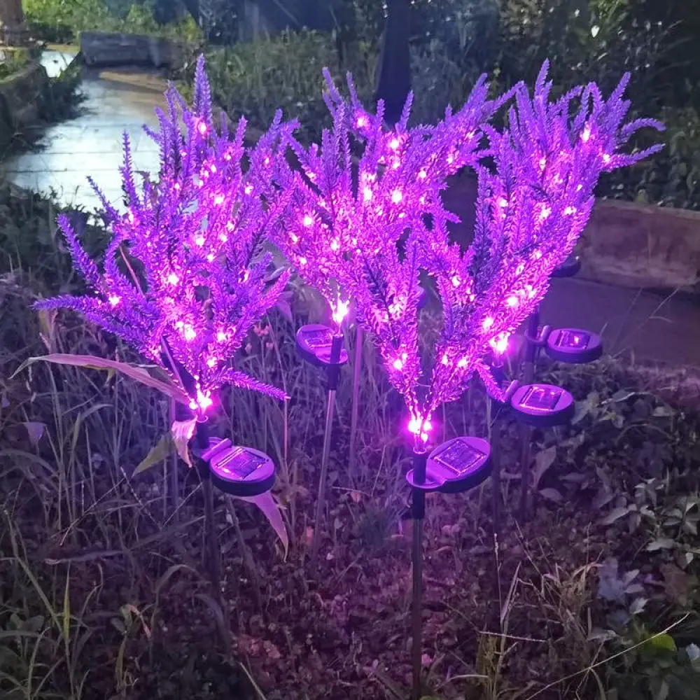 Outdoor Solar Led Lavender Landscape Lamp Waterproof Garden Stake Light For Pathway Lawn Backyard Patio Decoration