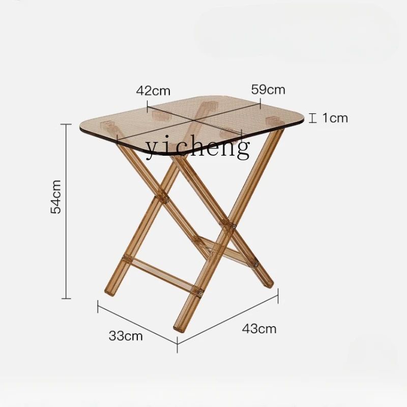 

Tqh Folding Table Internet Celebrity Restaurant Transparent Tea Table Simple Home Balcony Leisure Table