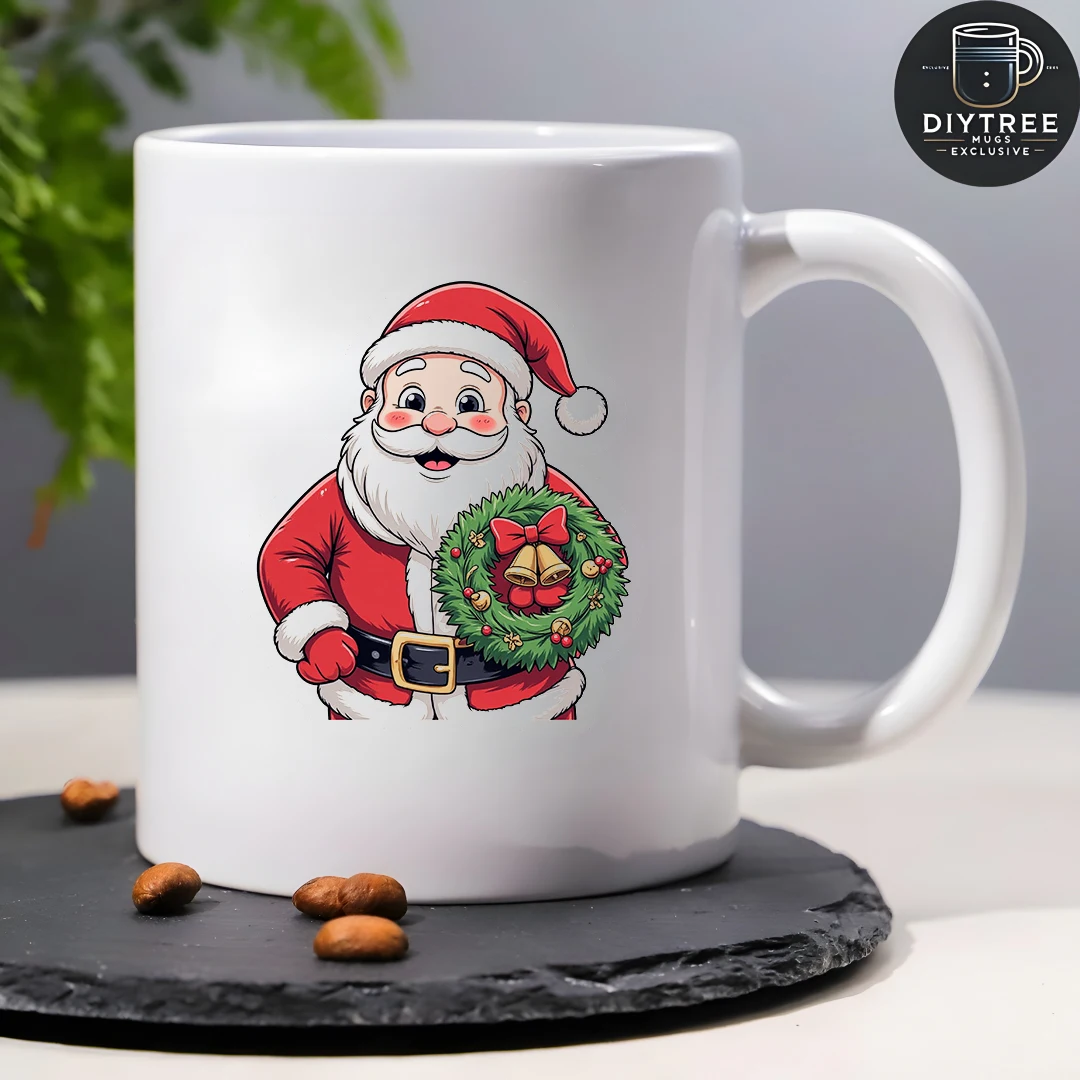 كوب كرتوني سانتا كلوز سعة 11 أونصة + كوب للأطفال + كوب قهوة للمكتب العائلي - هدية عيد الميلاد الأساسية