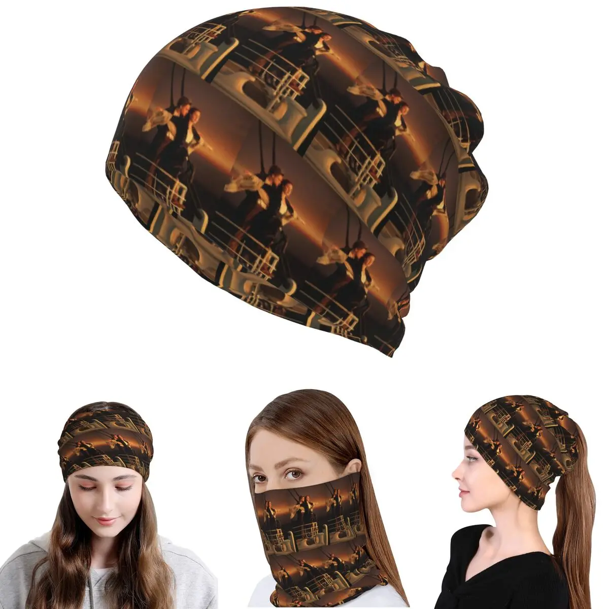 Titanic Jack And Rose Movie Bandana Neck Gaiter Wrap Scarf Warm Balaclava Beanies Hat for Men Women Adult Washable
