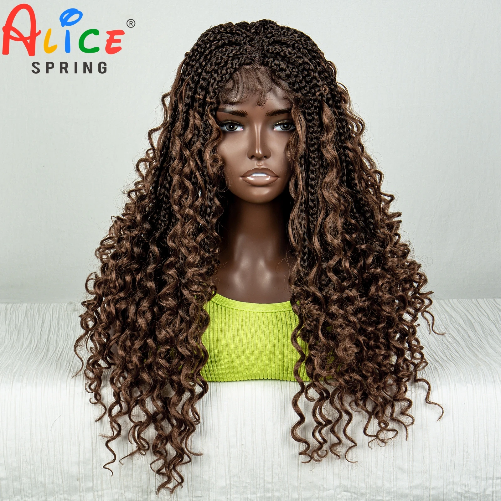 

Synthetic Lace Braided Wigs 18 Inch Curly Knotless Box Braids Wig for Black Women 1B/30 Ombre Cornrow Braids Wig PrePlucked Hair