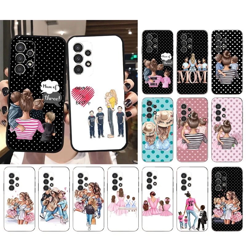 

Mom Son Daughter Phone Case for Samsung Galaxy A35 A55 A54 A15 A25 A05s A05 A22 A24 A52 A33 A34 M34 M14 M54 M23 Funda