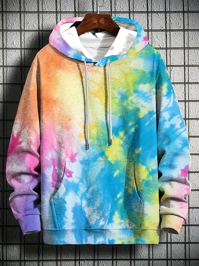 

2025 Fashion 3D Printed Color Pattern Men's Hoodie Casual Loose Design Pullover Harajuku Y2k Men's Hoodie Size Up