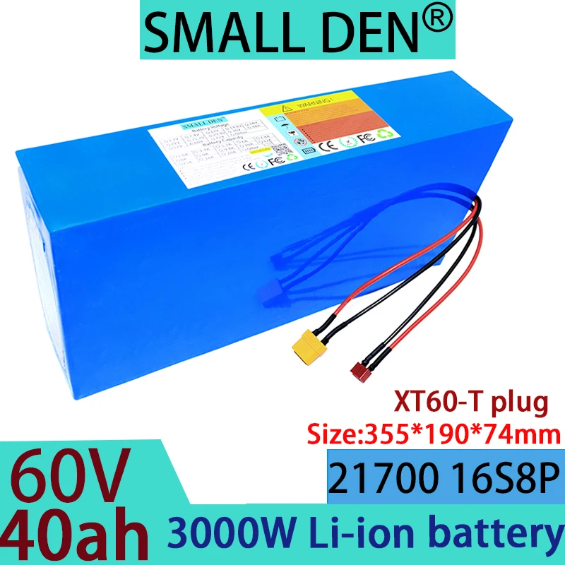 Batterie au lithium pour camping-car, outil de secours haute puissance, protection BMS, véhicule, 60V, 40Ah, 21700, 16S8P, 3000W