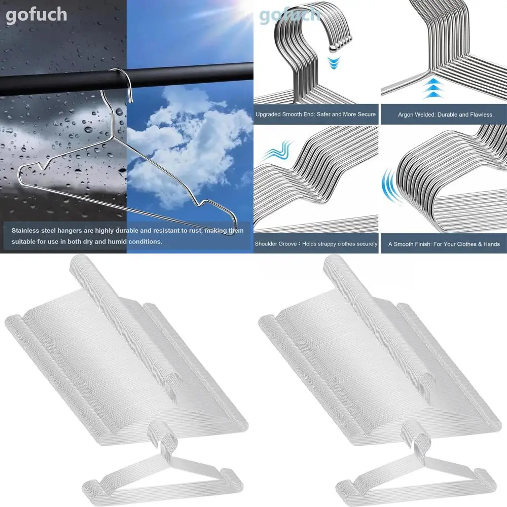 

Комплект из 100 сверхмощных вешалок из нержавеющей стали, ультратонкий дизайн с нескользящими плечами, вешалки для одежды 16,5 дюймов