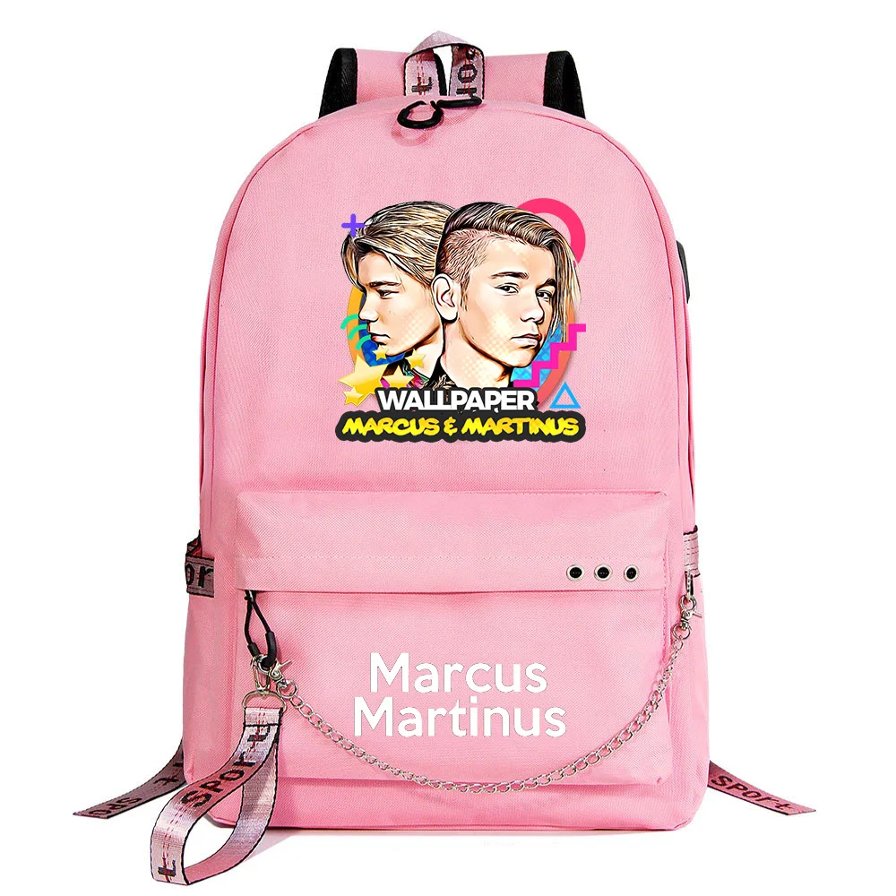 Marcus and Martinus Boys Girls School Bags Teenager USB Charging Chain Travel Backpack Student College Bookbag Mochila