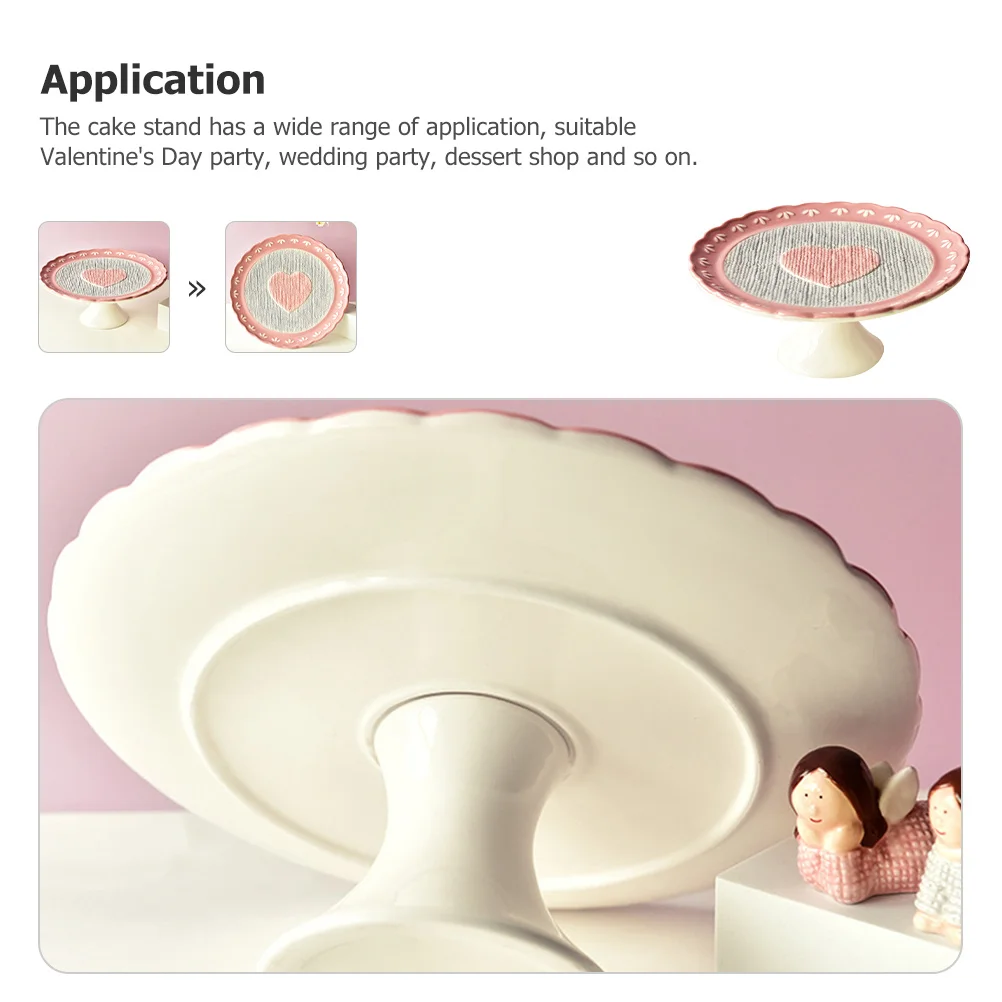 

Керамическая подставка для торта с узором в виде сердца, устойчивая утяжеленная основа для элегантной демонстрации десертов, керамическая подставка для торта на свадьбу, День святого Валентина