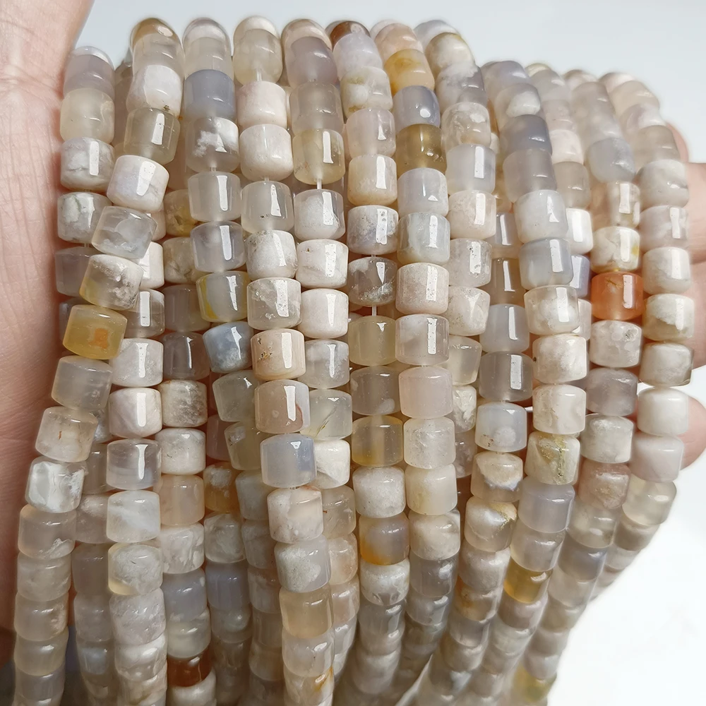 Natural Stone Agates Bead Smooth Cherry Agates Spacer Beads Round Tube Rondelle Bead Charm for DIY Bracelet Necklaces Earrings