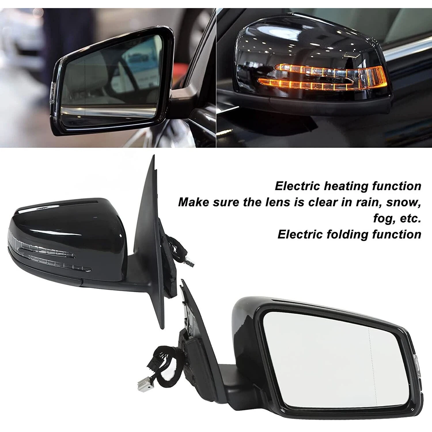 1 pair W204 Facelift Rear View Mirror For Mercedes Benz Cclass C200 C180 C300 Black 2048106376 2048106476 Car Replacement Parts