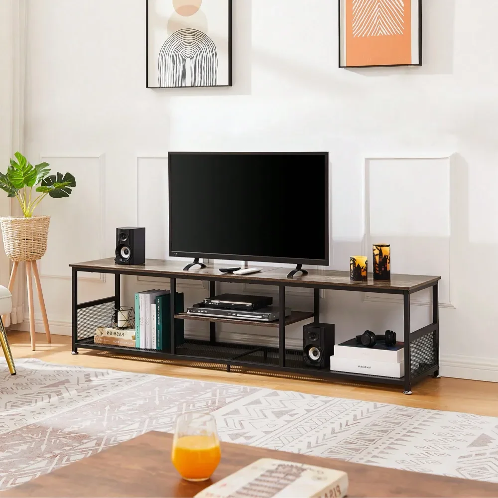 

TV Stand For TVs To 55 Inch, Entertainment Center With Open Storage Shelves, Media Console Table With Soundbar Shelf For Liv