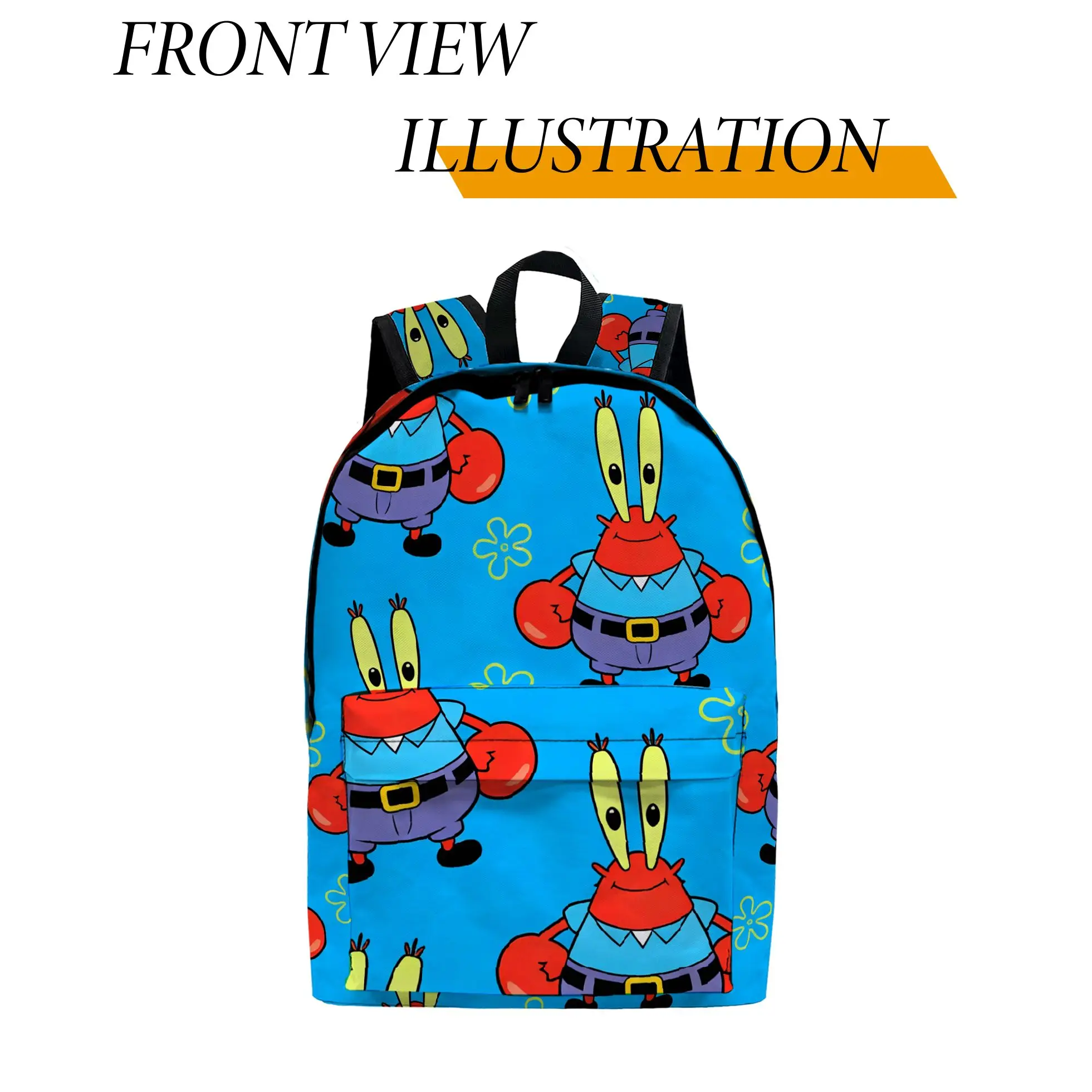 

Рюкзак с изображением Спанч Боба и Юджина Х. Крабса, 1 шт., модный и простой, унисекс, большой вместимости, высококачественный подарок.