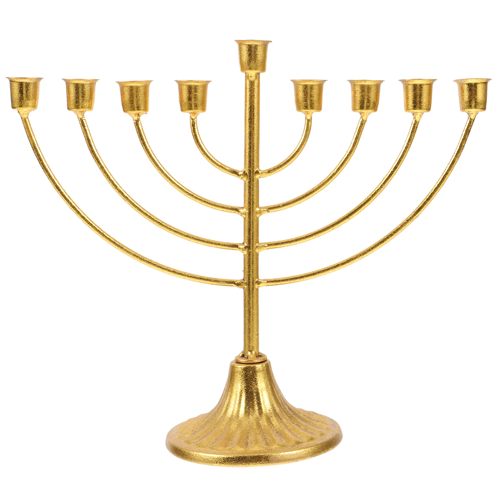 

7 Pcs Golden Iron Multi Hanukkah Menorah Holder Vintage Home Decoration 9 Holes Religious Festive nament