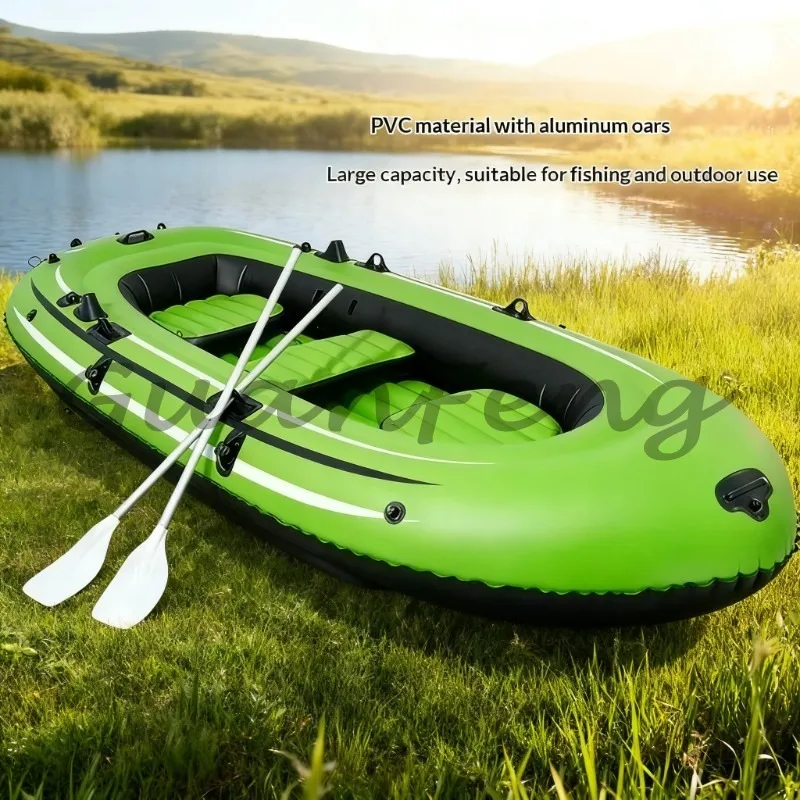 Foldable Thickened Wear Resistant PVC Inflatable Boat, Air Cushion Design for Group Outdoor Water Activities