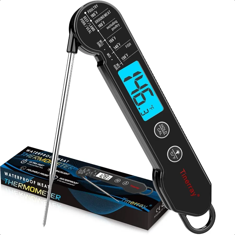 

Digital Meat Thermometer for Cooking Grilling BBQ UltraFast Instant Read Thermometer with Waterproof Design Backlight Calibrati
