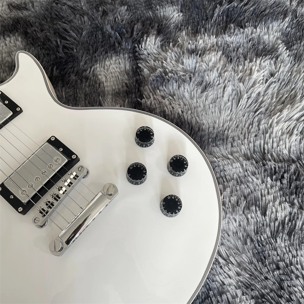 High-quality custom-made electric guitar white body rosewood fingerboard inlaid real shell silver-white knobs